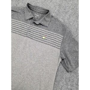 Masters Tech Shirt Mens Extra Large Gray Striped Performance Stretch Golf Polo